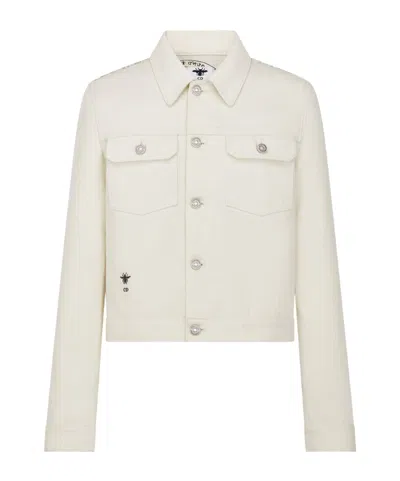 Dior Long-sleeved Denim Jacket In White