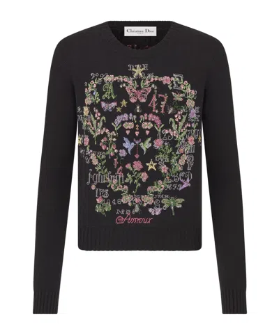 Dior Long-sleeved Embroidered Sweater In Black