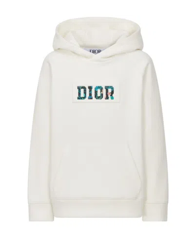 Dior Long-sleeved Hoodie In White