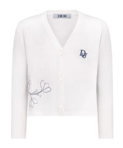 Dior Long-sleeved Knitted Cardigan In Ivory