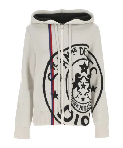 Dior Long-sleeved Knitted Cardigan In White