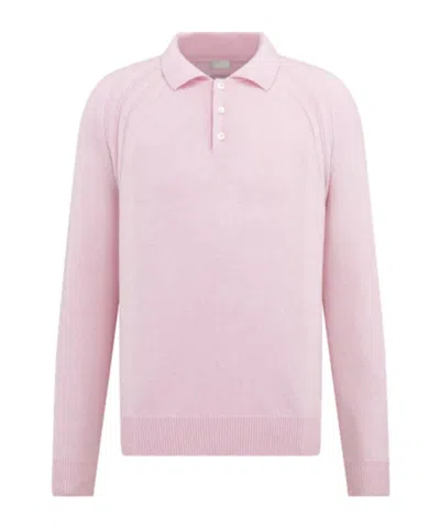 Dior Long-sleeved Knitted Polo Shirt In Pink