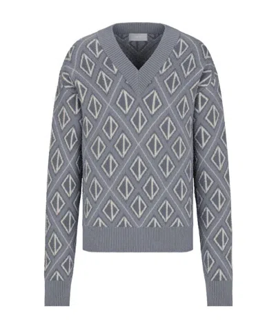 Dior Long-sleeved Knitted Pullover In Gray