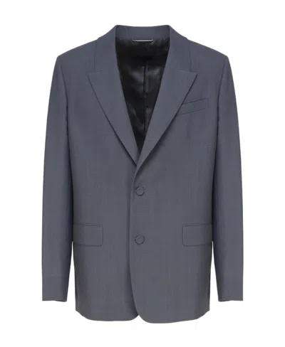 Dior Long Sleeved Lapel Suit Jacket In Gray