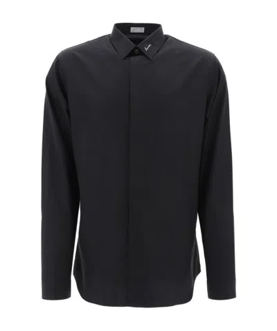 Dior Long-sleeved Logo Shirt In Black