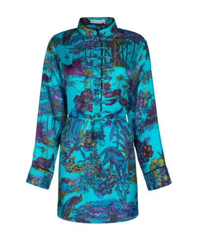 Dior Long-sleeved Pattern Dress In Blue