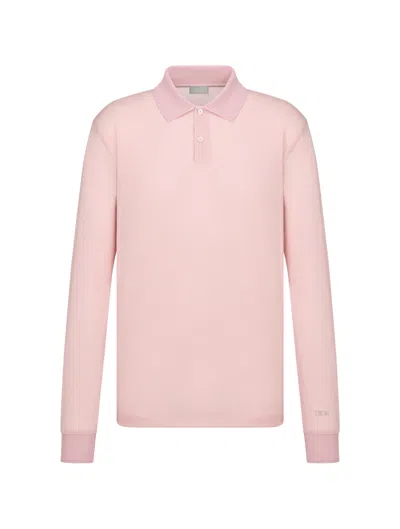 Dior Long Sleeved Polo Shirt With Comfortable Fit In Pink & Purple
