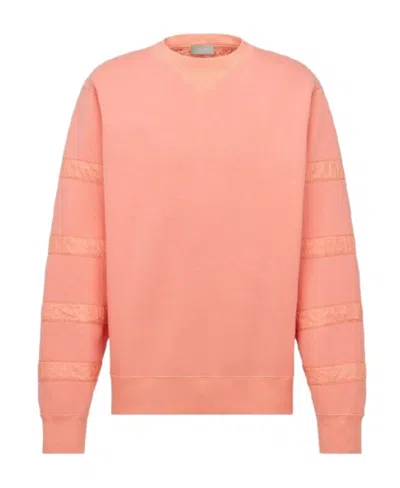 Dior Homme Oblique Striped Crewneck Sweatshirt In Pink