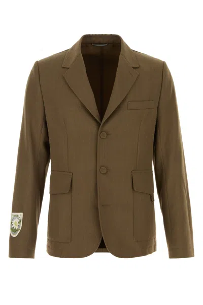Dior Long-sleeved Suit Jacket In Brown