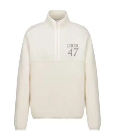 Dior Long-sleeved Sweater With Vertical Collar In White