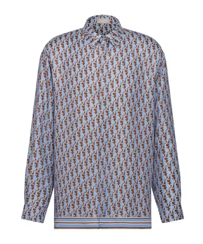 Dior Long-sleeved Twill Shirt In Blue