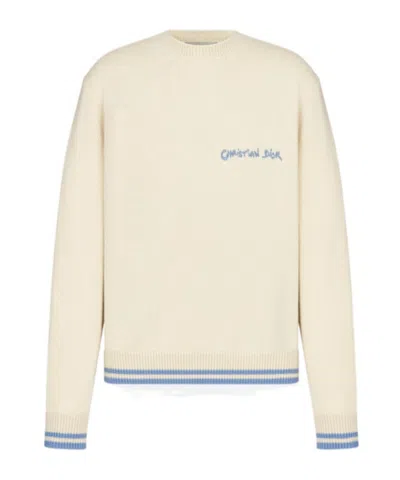 Dior Long-sleeved Wool Sweater In White