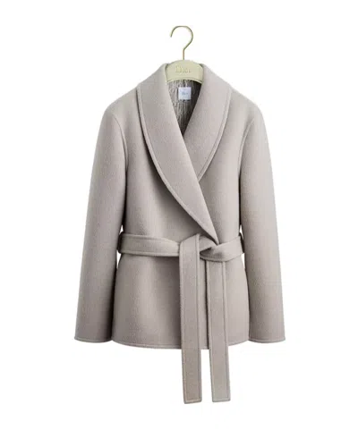 Dior Long-sleeved Coat In Gray