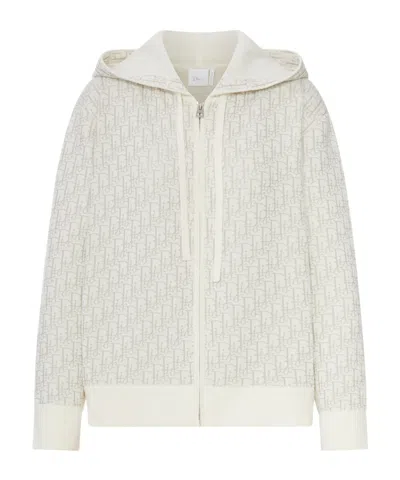 Dior Long-sleeved Hooded Sweatshirt In White