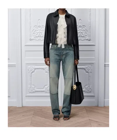 Dior Long-sleeved Leather Jacket In Black