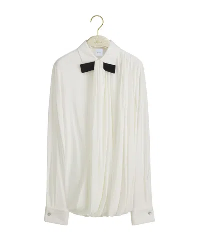 Dior Long-sleeved Pleated Shirt In White