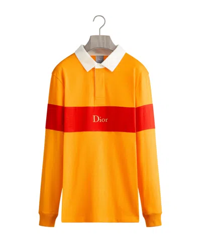 Dior Long-sleeved Rugby Shirt, Relaxed Fit In Orange