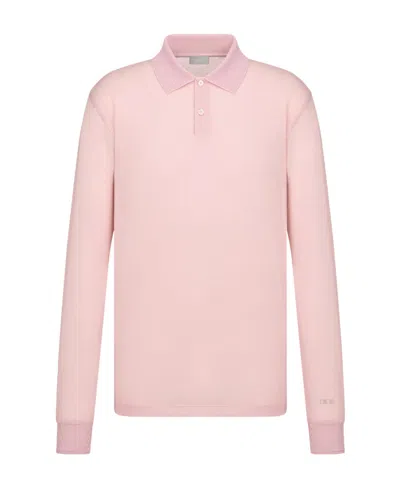 Dior Loose Fit Long-sleeved Polo Shirt In Pink & Purple