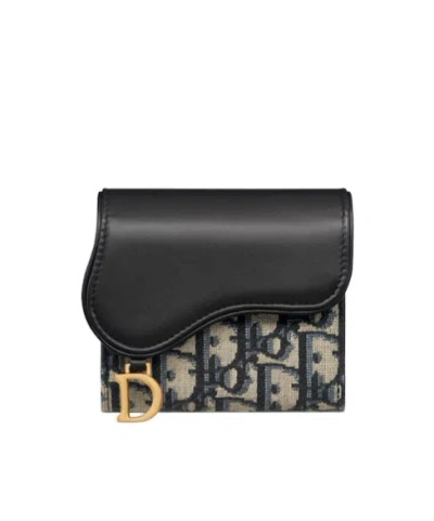 Dior Lotus Saddle Wallet In Black