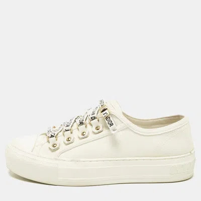 Pre-owned Dior Low Top Sneakers Size 34.5 In White