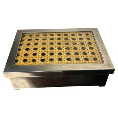 Pre-owned Dior Lucite & Rattan Chromed Vanity Box, Christian  Style, 1970's In Brown