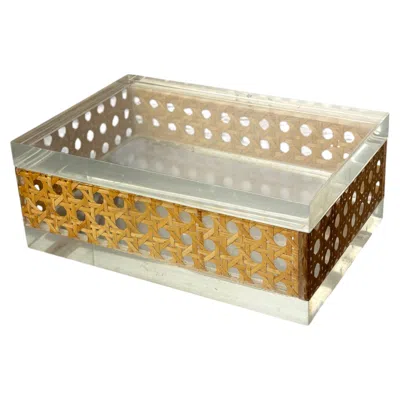 Pre-owned Dior Lucite & Rattan Vanity Box, Christian  Style, 1970's In Beige