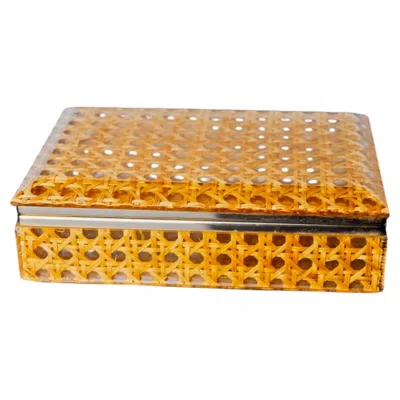 Pre-owned Dior Lucite & Rattan Vanity Box, Christian  Style, Circa 1970's In Orange