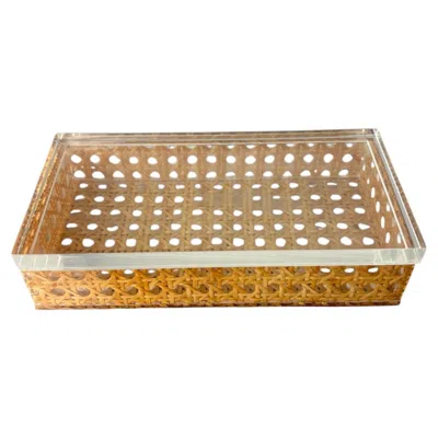 Pre-owned Dior Lucite & Rattan Vanity Box, Christian  Style, Italy, 1970's In Brown