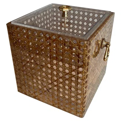 Pre-owned Dior Lucite, Caned And Brass Ice Bucket. Italian Work In The Style Of Christian  In Brown