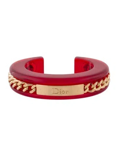 Pre-owned Dior Lucite Chain Cuff, 7" In Multi
