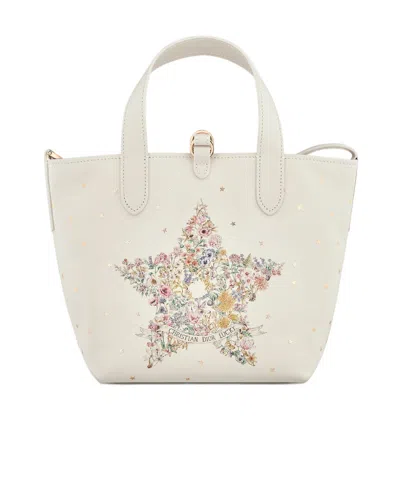 Dior Lucky Small  Toujours Vertical Tote Bag In White