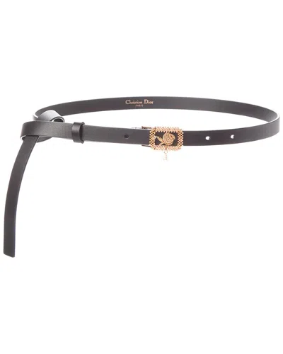 Dior Lumiere De Rose Leather Belt In Black
