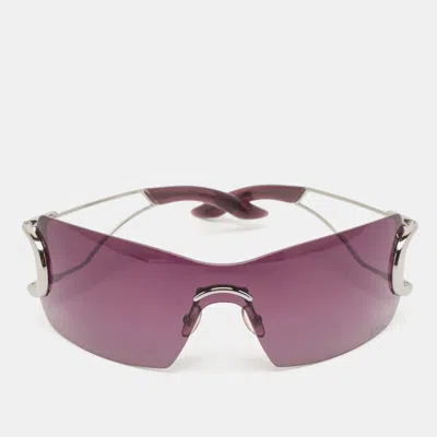 Pre-owned Dior Ly 2 Purple Silver Tone 6lbnp Shield Sunglasses