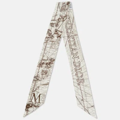 Pre-owned Dior M 'monde' Silk Mitzah Scarf In White