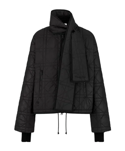 Dior Macrocannage Coat With Scarf Collar In Black