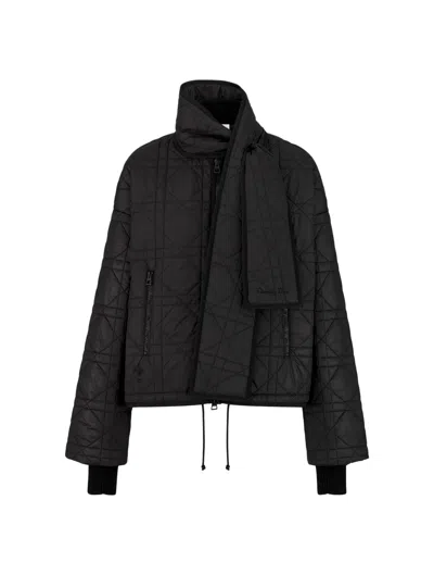 Dior Macrocannage Coat With Scarf Collar In Blue