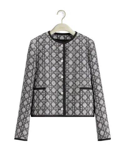 Dior Macrocannage Cropped Jacket In Gray