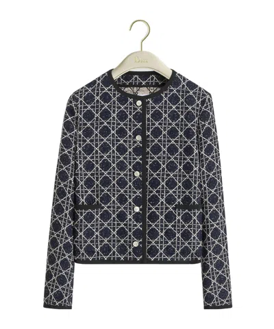 Dior Macrocannage Cropped Jacket In Blue