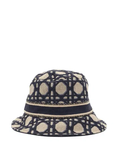 Pre-owned Dior Macrocannage D-bobby Bucket Hat In Neutrals