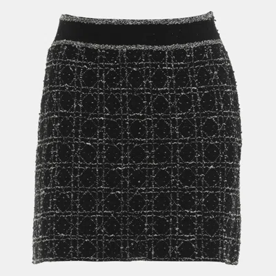 Pre-owned Dior Macrocannage Flared Miniskirt In Black