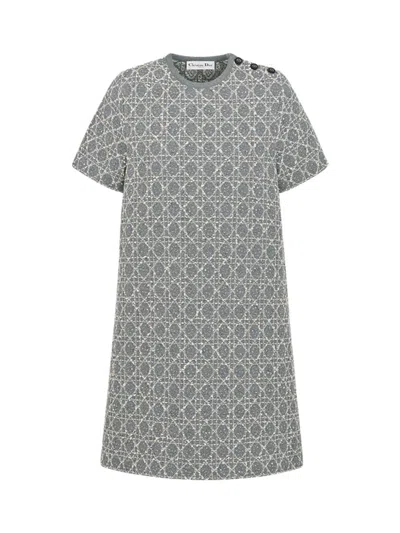 Dior Macrocannage Mini Dress In Gray