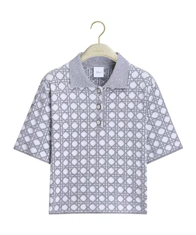 Dior Macrocannage Short-sleeved Sweater In Gray