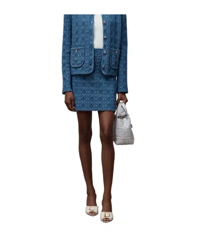 Dior Macrocannage Straight Miniskirt In Blue