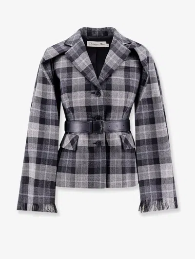 Dior Women Madras Blazer With Belt And Removable Scarf In Multi