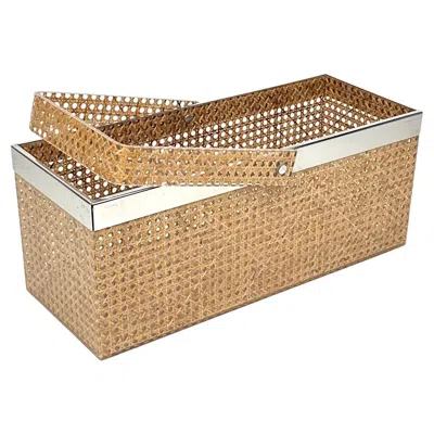 Pre-owned Dior Magazine Rack In Lucite, Rattan And Chrome Christian  Style, Italy 1970s In Sand