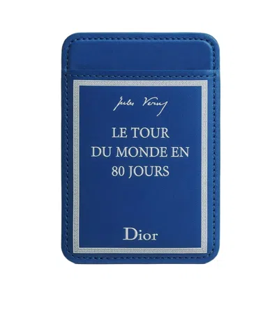 Dior Magnetic Card Holder In Blue And White