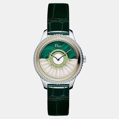 Pre-owned Dior Malachite Diamond Stainless Steel Grand Bal Cd153b22a001 Automatic Women's Wristwatch 36 Mm