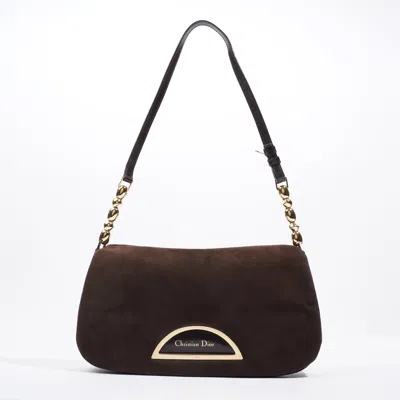 Dior Malice Suede Shoulder Bag In Brown