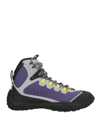 Dior Man Ankle Boots Purple Size 9 Synthetic Material, Textile Fibers