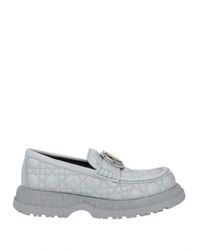 Dior Man Loafers Grey Size 6 Leather In Gray